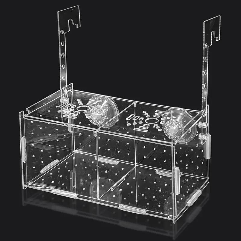 1x Two-Square Acrylic Fish Breeding & Isolation Box with Suction FAST SHIPPING - Ship From USA