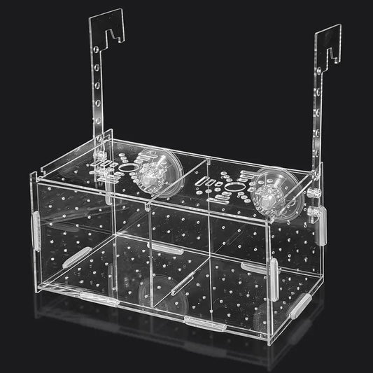 1x Two-Square Acrylic Fish Breeding & Isolation Box with Suction FAST SHIPPING - Ship From USA