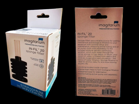 1x Imagitarium IN-FIL 20 Sponge Filter, 20 Galllons - FAST SHIPPING!!