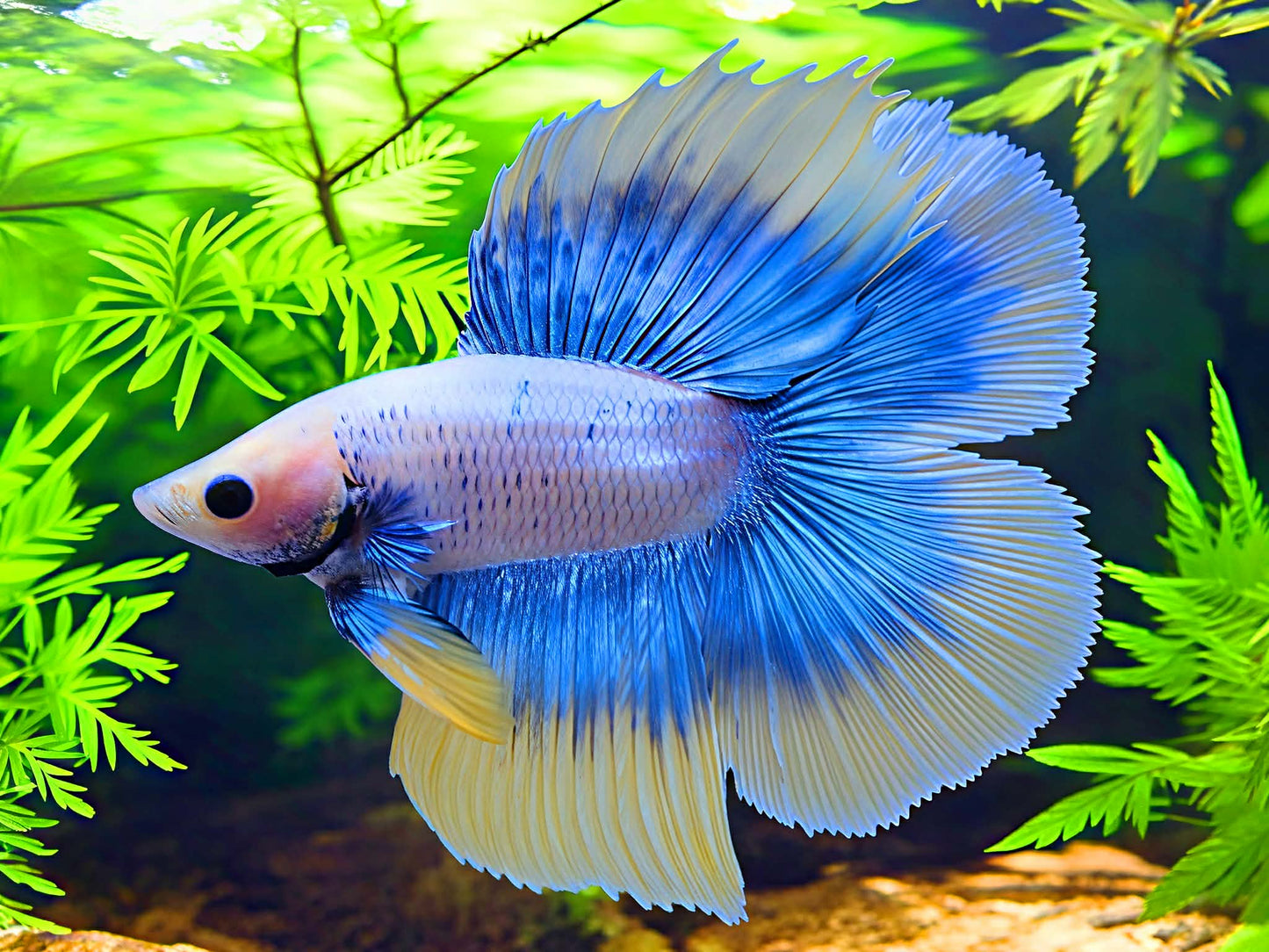 1x Live Blue/Yellow Butterfly Double Tail Male Betta - FST SHIPPING! (WYSIWYG) C201